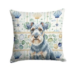 Blue Lakeland Terrier Coastal Sea Glass Throw Pillow Decorative Indoor Outdoor Accent Cushion for Couch, Bed or Patio, 18Hx18W