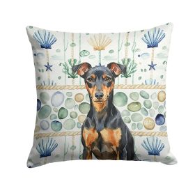 Manchester Terrier Coastal Sea Glass Throw Pillow Decorative Indoor Outdoor Accent Cushion for Couch, Bed or Patio, 18Hx18W