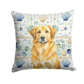 Lion Yellow Leonberger Coastal Sea Glass Throw Pillow Decorative Indoor Outdoor Accent Cushion for Couch, Bed or Patio, 18Hx18W