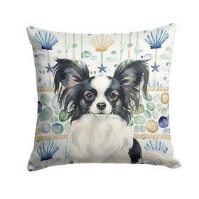 Black and White Papillon Coastal Sea Glass Throw Pillow Decorative Indoor Outdoor Accent Cushion for Couch, Bed or Patio, 18Hx18W