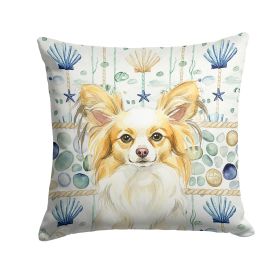 Lemon and White Papillon Coastal Sea Glass Throw Pillow Decorative Indoor Outdoor Accent Cushion for Couch, Bed or Patio, 18Hx18W