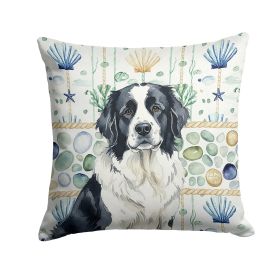 Landseer Newfoundland Coastal Sea Glass Throw Pillow Decorative Indoor Outdoor Accent Cushion for Couch, Bed or Patio, 18Hx18W