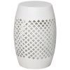 12" Steel Outdoor Side Table, Round Hollow Drum Patio End Table, Accent Table for Indoor and Outdoorr, White