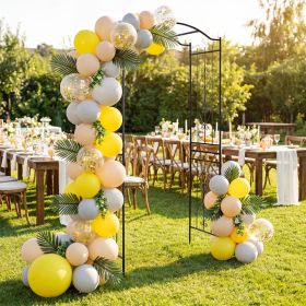 7.5 Feet Garden Arbor Heavy-Duty Metal Arch Trellis with Curved Roof