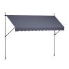 Manual Retractable Awning, 138" Outdoor Retractable Patio Awning Sunshade Shelter