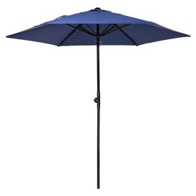 Outdoor Patio Umbrella 7.5FT 6-Rib Navy, Garden Parasol