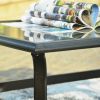 Patio Garden Wicker H18.91' Table with Tempered Glass Top