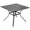 Outdoor Patio Dining Table, 37 inch Square Metal Steel Slat Backyard Bistro Tables, with 1.5 in Umbrella Hole