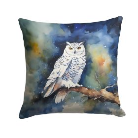 Snowy Owl Throw Pillow Machine Washable, Indoor Outdoor Decorative Pillow for Couch, Bed or Patio, 14Hx14W