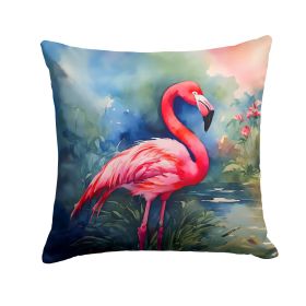 Flamingo Throw Pillow Machine Washable, Indoor Outdoor Decorative Pillow for Couch, Bed or Patio, 14Hx14W