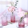 Pink Day Glass Bud Vase Set of 5, Small Flower Vases for Centerpieces in Bulk, Mini Vintage Vase for Wedding Decor, Single Flowers