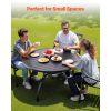 Outdoor Patio Dining Table, 47 inch Round Metal Steel Slat Backyard Bistro Tables, with 1.5 in Umbrella Hole