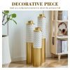 Decorative Metal Vases Set of 3, Gold and White Hexagonal Pattern Floor Vases, 32.6 28.34 24 Inch Tall for Home Decor