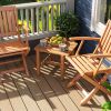 Patio Teak Wood Side Table with Slatted Tabletop for Yard