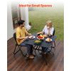 Outdoor Patio Dining Table, 37 inch Square Metal Steel Slat Backyard Bistro Tables, with 1.5 in Umbrella Hole