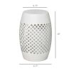 12" Steel Outdoor Side Table, Round Hollow Drum Patio End Table, Accent Table for Indoor and Outdoorr, White