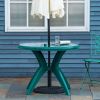 Round Alfresco Table: Green Outdoor Bistro Table with Umbrella Hole for Garden