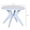 Patio Dining Table with Umbrella Hole Round Outdoor Bistro Table for Garden Lawn Backyard, White