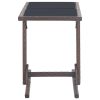 Patio Table Brown 43.3"x20.9"x28.3" Glass and Poly Rattan