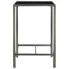 Patio Bar Table Gray 27.6"x27.6"x43.3" Poly Rattan and Glass