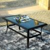 Patio Garden Wicker H18.91' Table with Tempered Glass Top