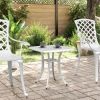 Patio Table White 20.9"x20.9"x20.9" Cast Aluminum