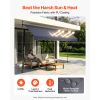 Manual Retractable Awning, 138" Outdoor Retractable Patio Awning Sunshade Shelter