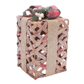 Xmas Present Box Decoration Under The Xmas Tree Present Box With Berries Pine Cones Bow For Indoor Outdoor Party Yard Lawn Porch Decor (Option: Default)