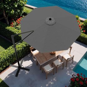 10ft Cantilever Patio Umbrella, Round Large Outdoor Umbrella with 360-Degree Rotation, Hanging Offset Market Sun Umbrella (Color: Gray)