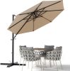 10ft Cantilever Patio Umbrella, Round Large Outdoor Umbrella with 360-Degree Rotation, Hanging Offset Market Sun Umbrella