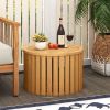 2-in-1 Outdoor Side Table with Storage Acacia Wood Slatted Coffee Table Square/Round Slatted End Storage Box