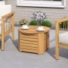 2-in-1 Outdoor Side Table with Storage Acacia Wood Slatted Coffee Table Square/Round Slatted End Storage Box