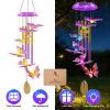 Solar Butterfly Wind Chime with Aluminum Tubes 7 Color Changing Wind Chime for Outside IP44 Waterproof Outdoor Garden Yard Decor