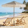 7 Feet Patio Umbrella with Fringe Sun-Protective Beach Umbrella with Boho Tassel
