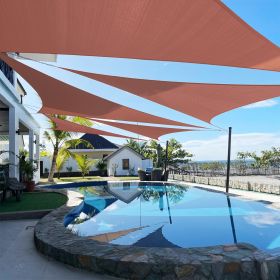 Artpuch Custom Size Rust Red Sun Shade Sail Triangle Canopy 185 GSM Durable Fabric UV Block Awning for Outdoor Patio Garden Backyard (Customized Avail (Color: Rust Red, size: 19X28X28)