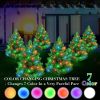 2-Pack Solar-Powered LED Artificial Christmas Trees, 120 LED Color Changing Mini Outdoor Holiday Decorations