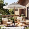 7 Feet Patio Umbrella with Fringe Sun-Protective Beach Umbrella with Boho Tassel
