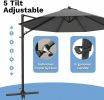 10ft Cantilever Patio Umbrella, Round Large Outdoor Umbrella with 360-Degree Rotation, Hanging Offset Market Sun Umbrella