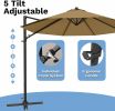 10ft Cantilever Patio Umbrella, Round Large Outdoor Umbrella with 360-Degree Rotation, Hanging Offset Market Sun Umbrella