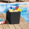 Outdoor Resin Storage Side Table with Removable Lid and Wicker-woven Accent