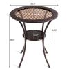 Outdoor Patio Rattan Bar Table Square Glass Top Table