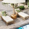 2-in-1 Outdoor Side Table with Storage Acacia Wood Slatted Coffee Table Square/Round Slatted End Storage Box